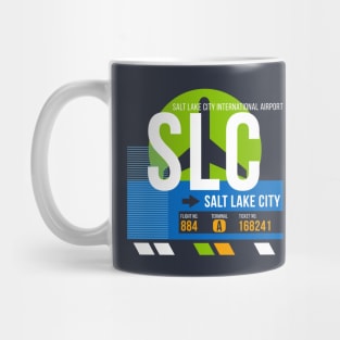 Salt Lake City (SLC) Airport // Retro Sunset Baggage Tag Mug